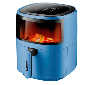 Freidora sin Aceite NAPPO Digital Extra Grande Capacidad 5.7 LITROS 1500W Luz Interior Visor Transparente Panel Táctil - Azul